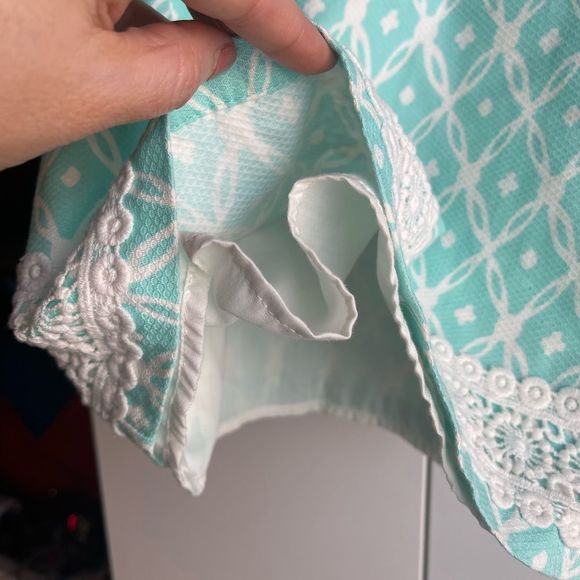 Maggie & Zoe Tiffany Blue Geometric Shift Dress  US 5 - Picture 4 of 14